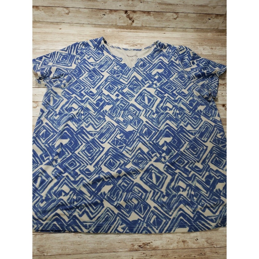 Women’s Romans  1X Geometric Top Blue Short Sleeve